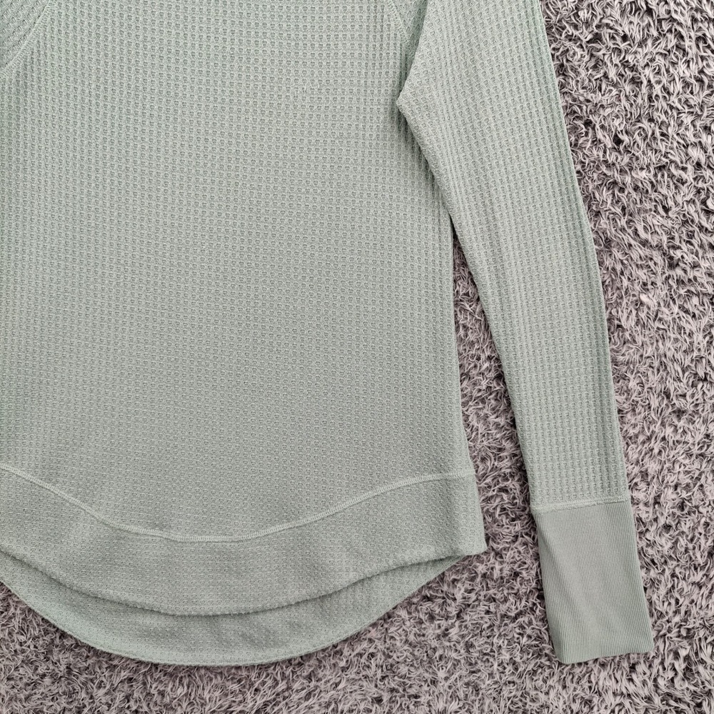 prAna Women Gorpcore Athleisure Sheeba Waffle Knit Top L Sage Green Thermal Cozy - Picture 11 of 16